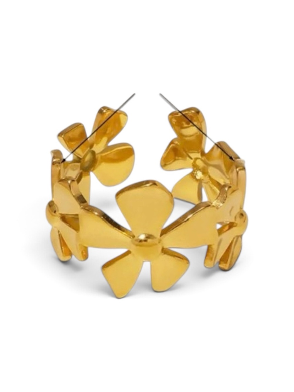 18k gold plated Flower Link Ring - Women Jewelry
